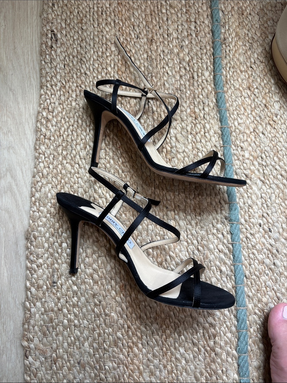 Jimmy Choo Black Strappy Stiletto Sandals
